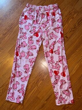 Pink Bear Print Kids Pajama Pants